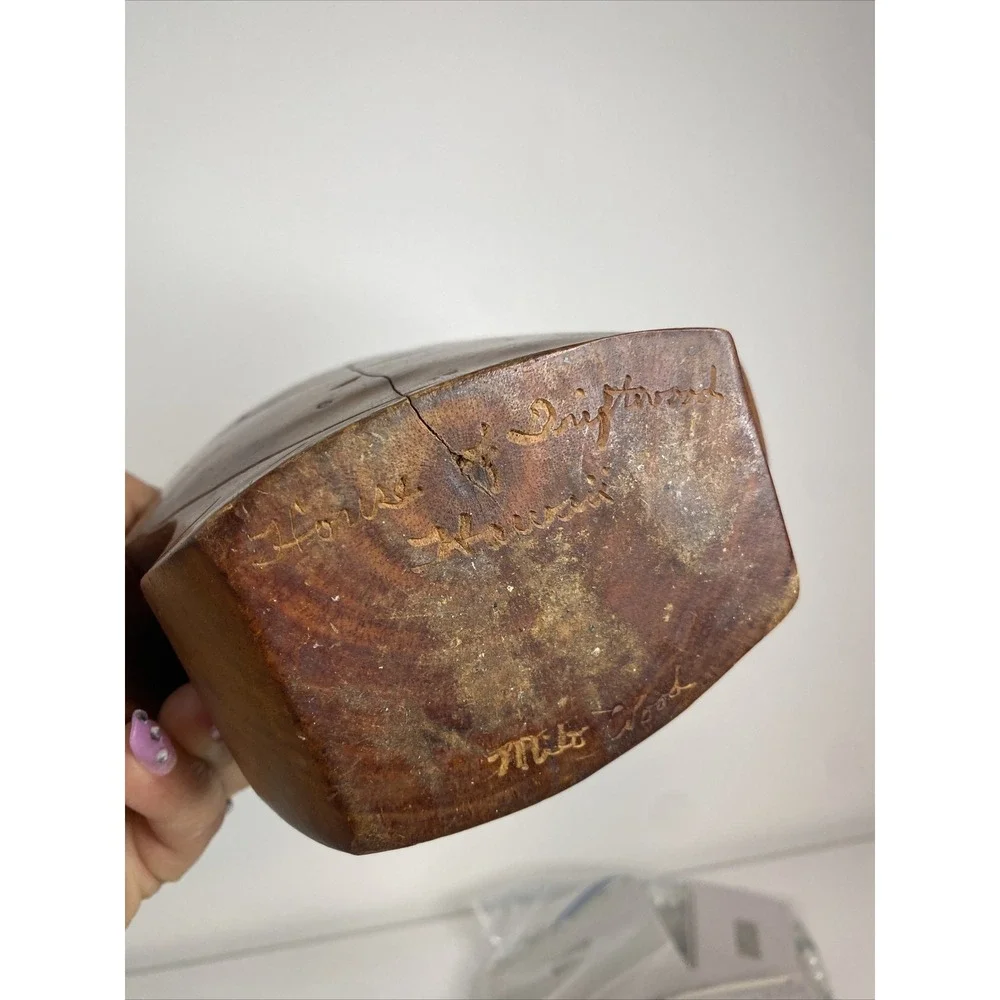 Large vintage wooden fish toothpick holder party server